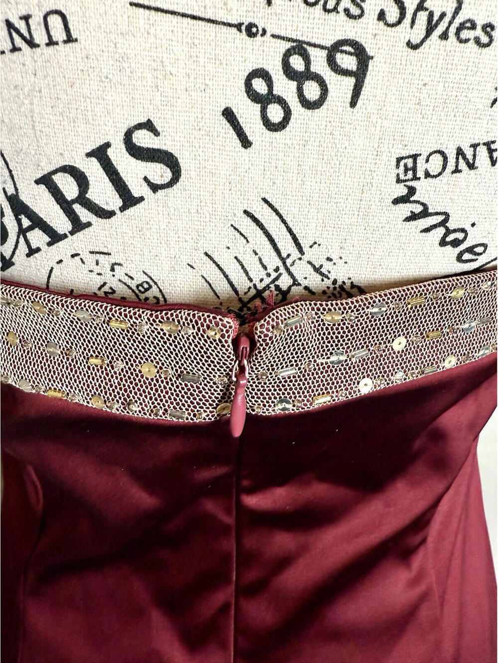 Adrianna Papell Burgundy Halter Lace Party Dress Women's Size 8 - Picture 10 of 15